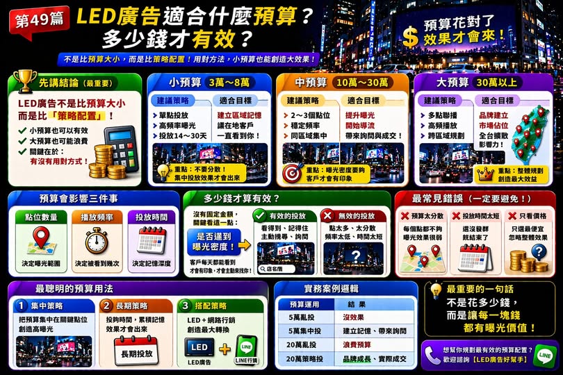 You are currently viewing LED廣告適合什麼預算？ 多少錢才有效？